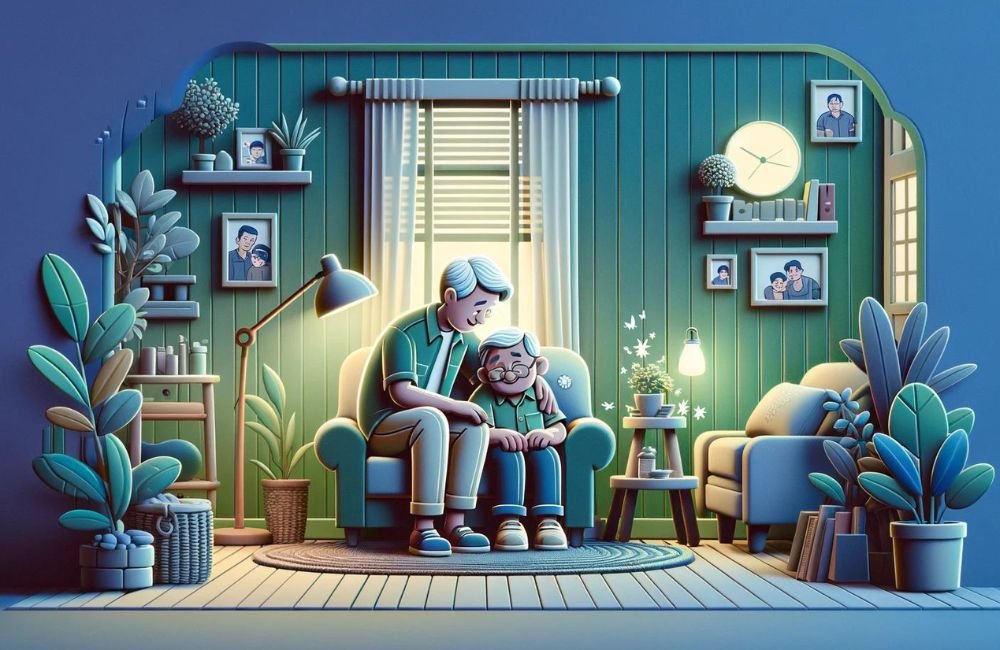 Dengue em Idosos, descubra neste post como proteger seus pais idosos da dengue. Imagem de um filho cuidado de um idoso com afeto e carinho.